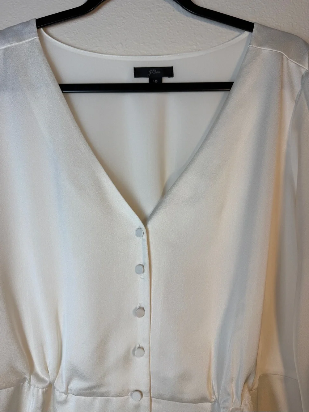 J. Crew Cream V-Neck Button Front Blouse